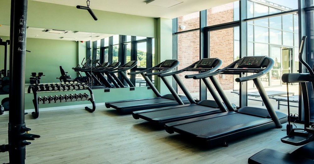 Treadmill in a gym without people.