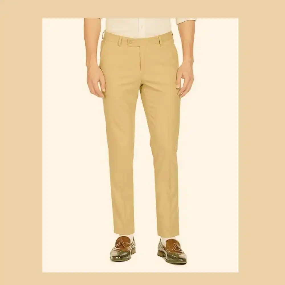 Arrow Men Khaki Solid Formal Pant