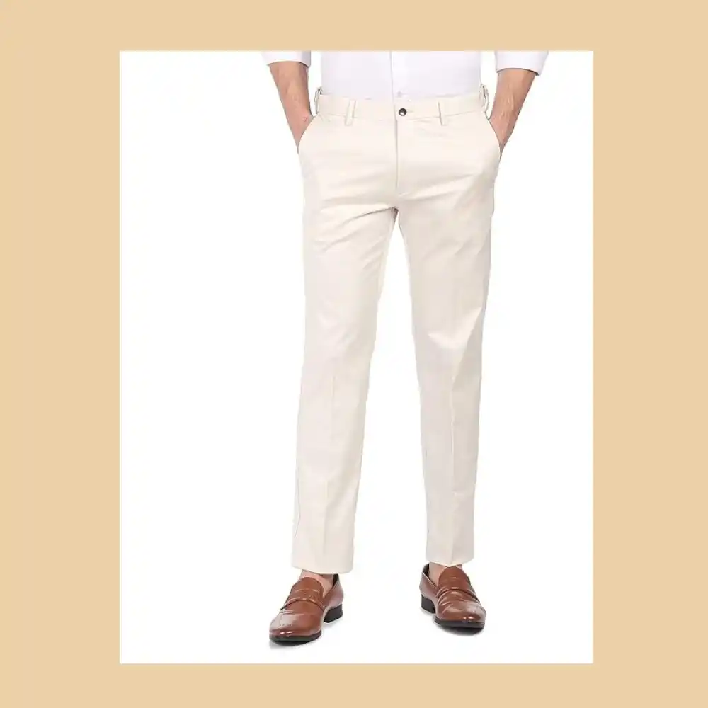 Arrow Men cream color formal Pant